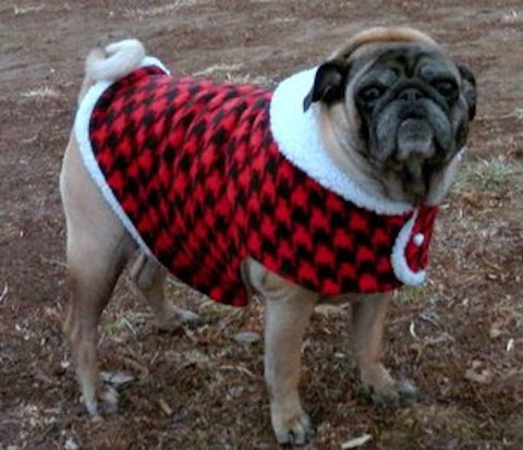 Cold Climate Coat: Red and Black Fleece Houndstooth